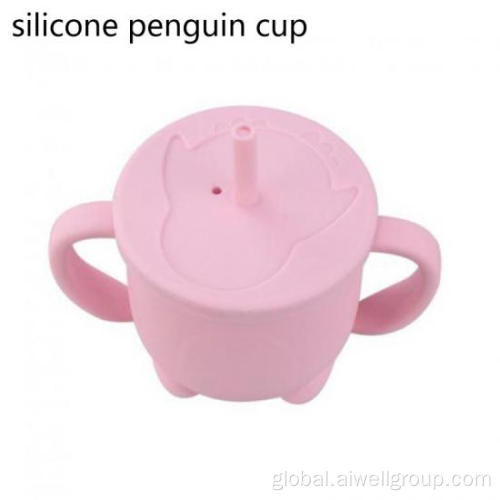 Cup Baby Straw Silicone Baby training drinking straw silicone cup Penguin cup Factory